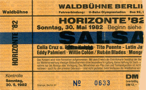 Horizonte Salsa Festival 1982: 12.000 Besucher in der Waldbühne - Eintrittskarte